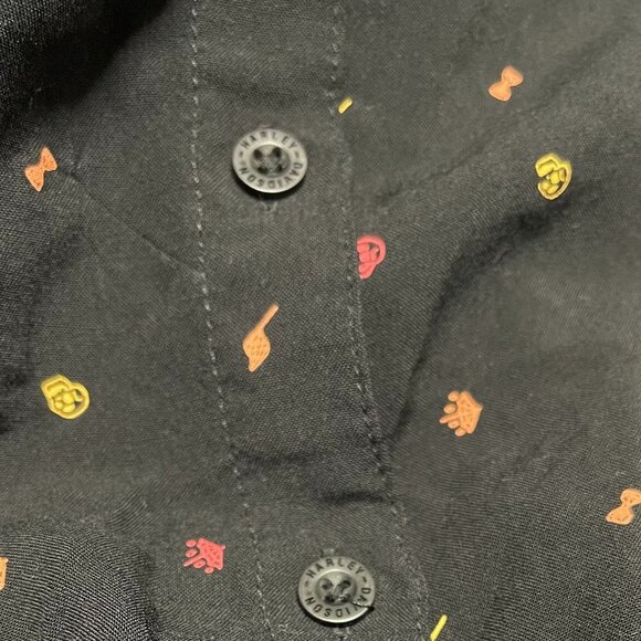 Harley Davidson Women's Black Short Sleeve Button Down Collar Shirt Top Size M - Picture 9 of 10